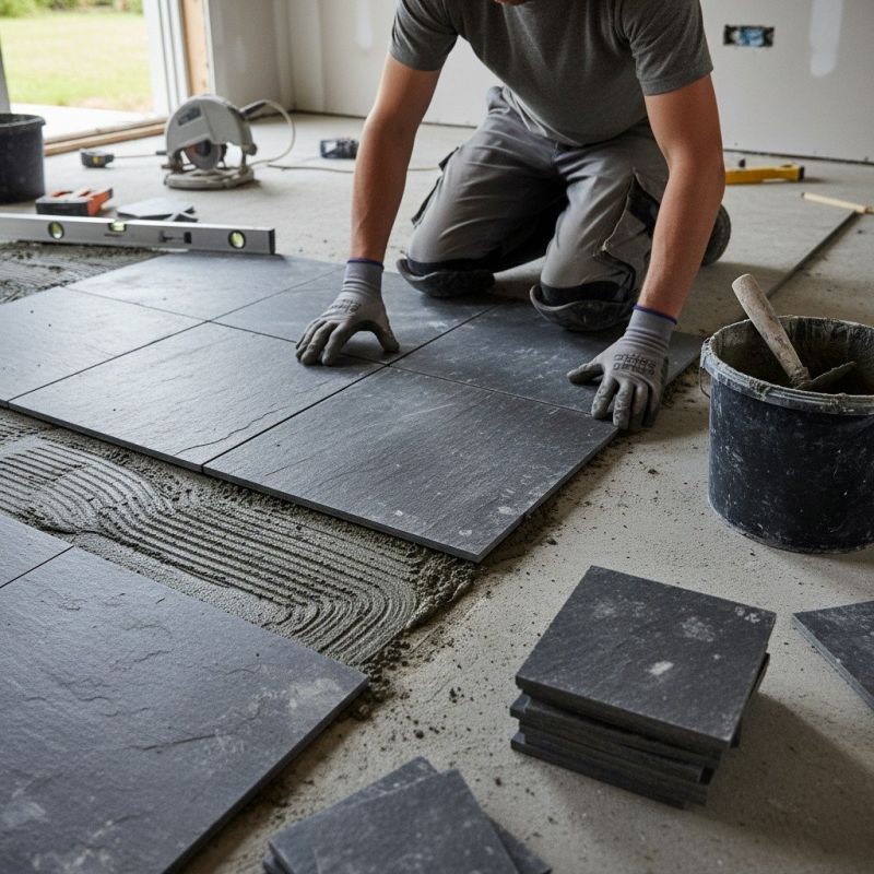Slate Tile Floor Installation